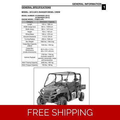 POLARIS 2011 2013 RANGER DIESEL SERVICE REPAIR MANUAL